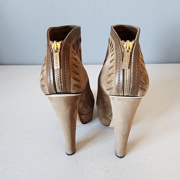 Jimmy Choo Tan Suede Booties "EUC" - Picture 4 of 16
